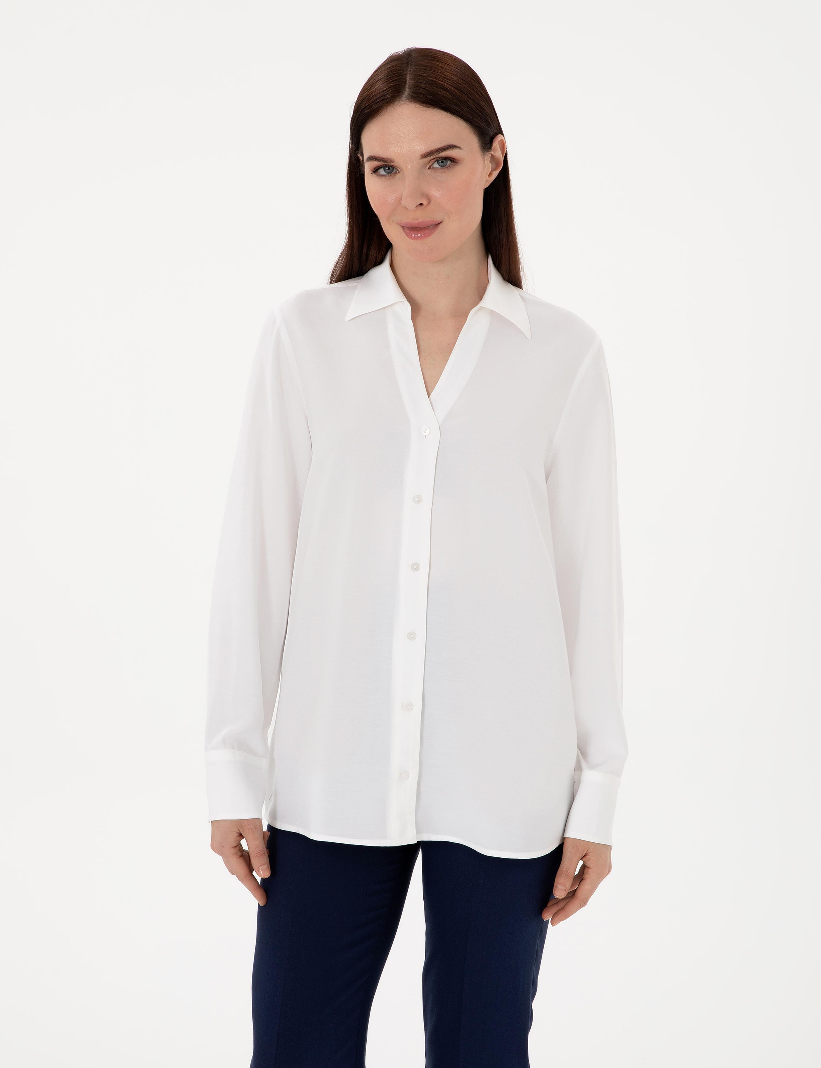 Beyaz Comfort Fit Uzun Kollu Gömlek