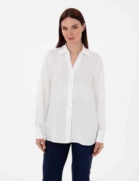 Beyaz Comfort Fit Uzun Kollu Gömlek - 50311566003