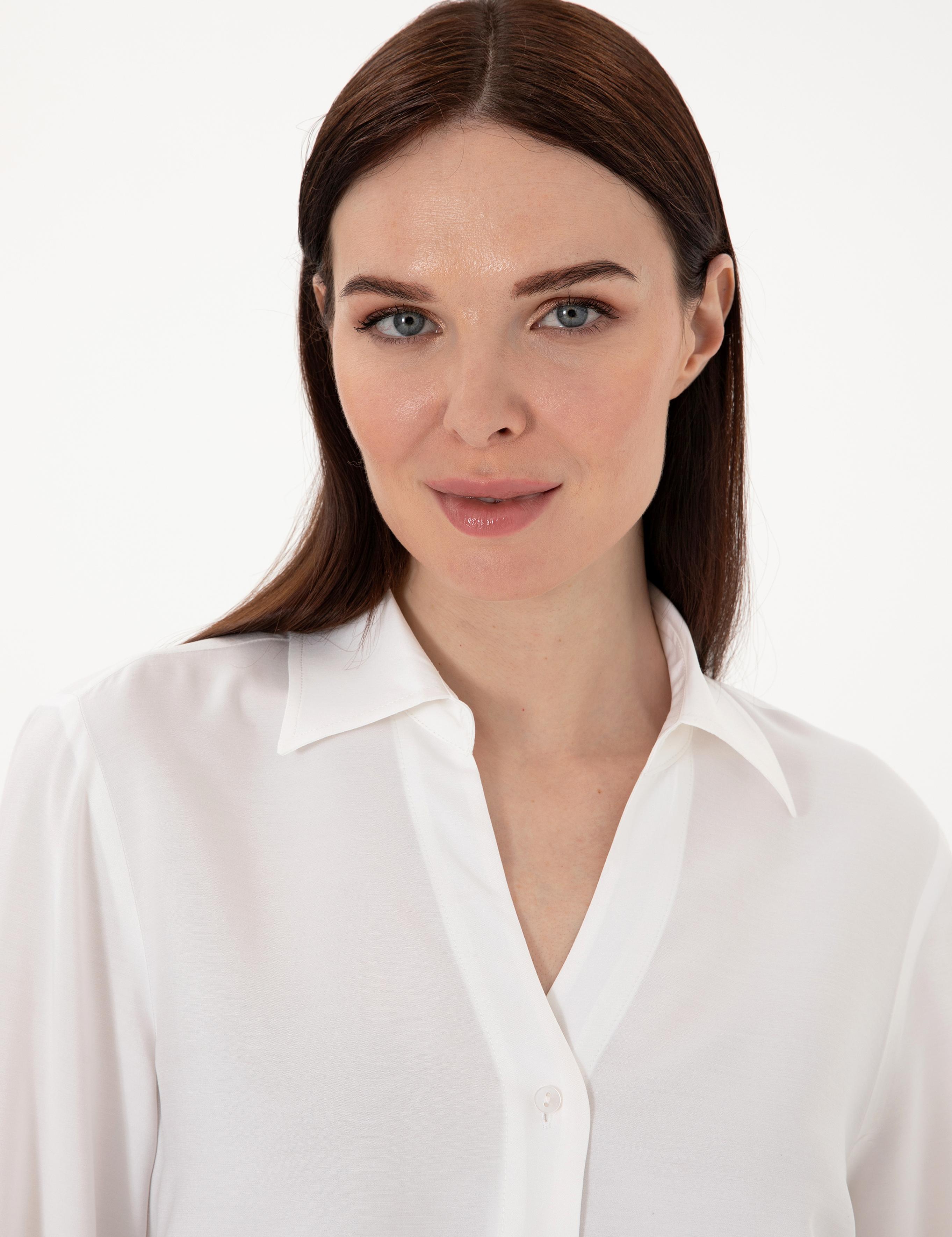 Beyaz Comfort Fit Uzun Kollu Gömlek