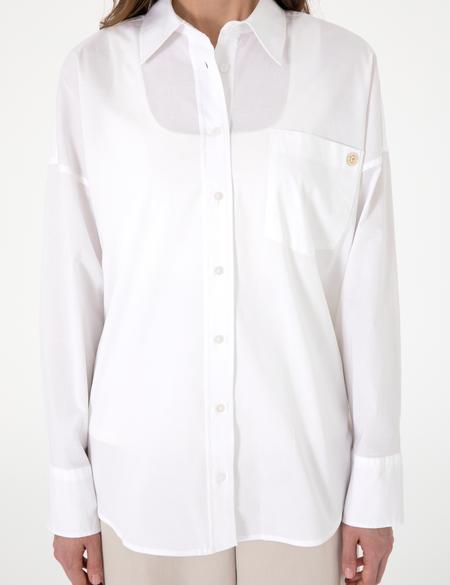 Beyaz Oversize Uzun Kollu Gömlek - 50313596005