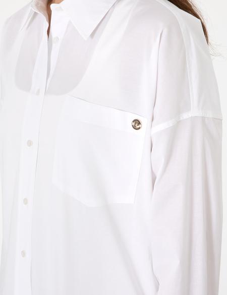Beyaz Oversize Uzun Kollu Gömlek - 50313596005