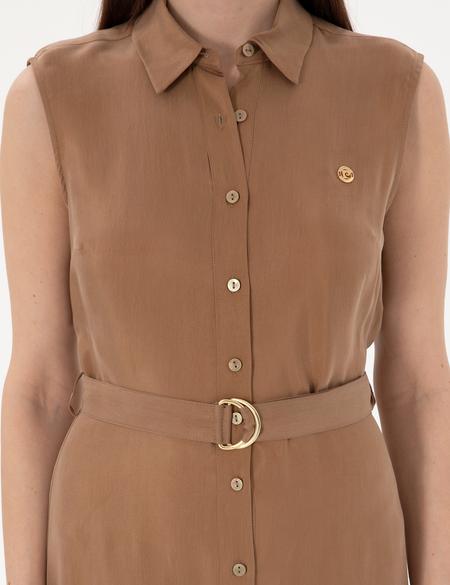 Kahverengi Regular Fit Dokuma Elbise - 50306939013