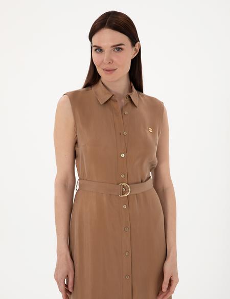 Kahverengi Regular Fit Dokuma Elbise - 50306939013