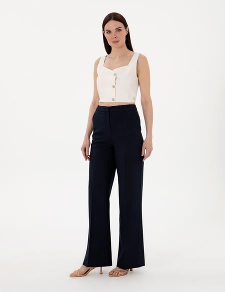 Lacivert Palazzo Kumaş Pantolon - 50302508015