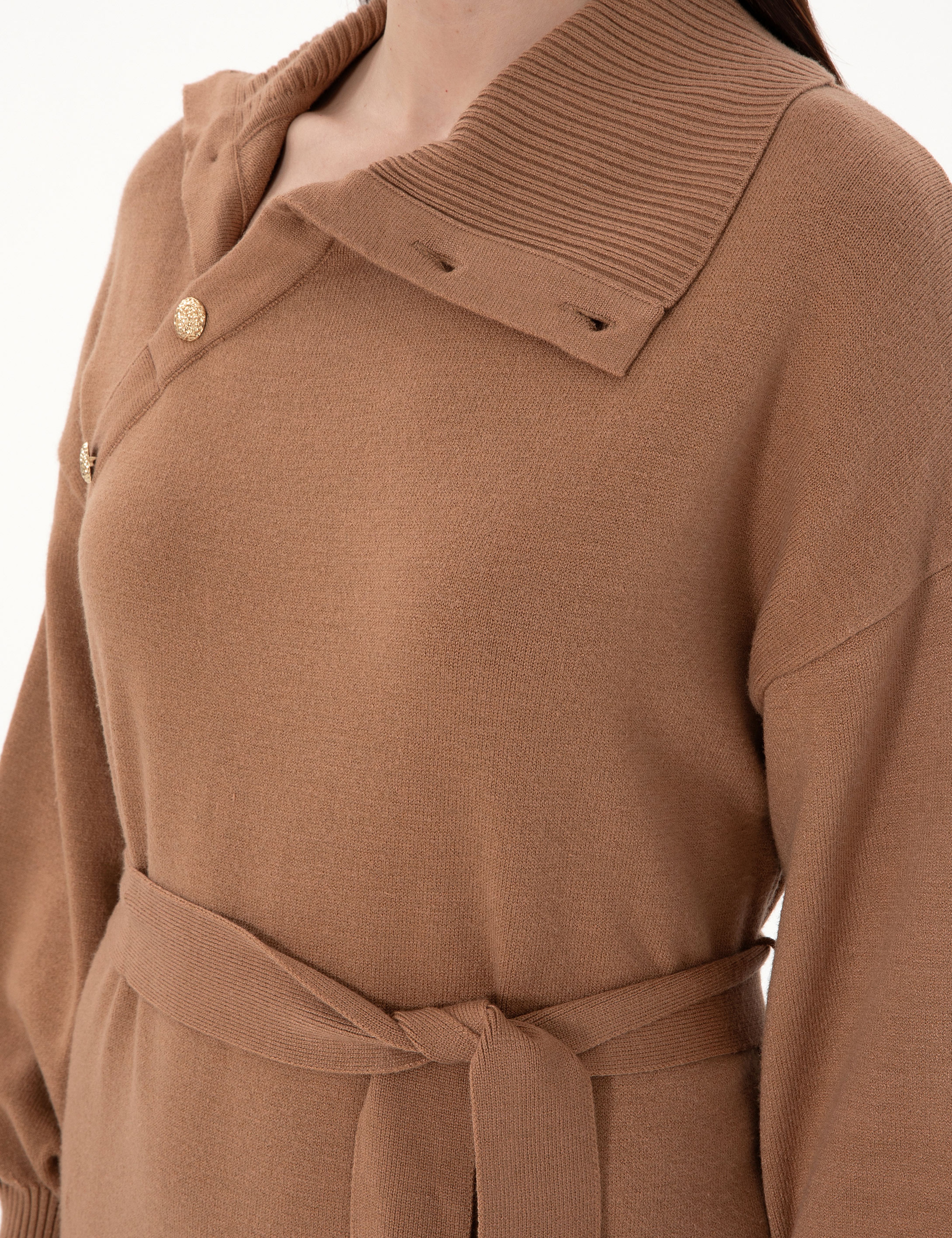 Camel Comfort Fit Triko Elbise - Image 6
