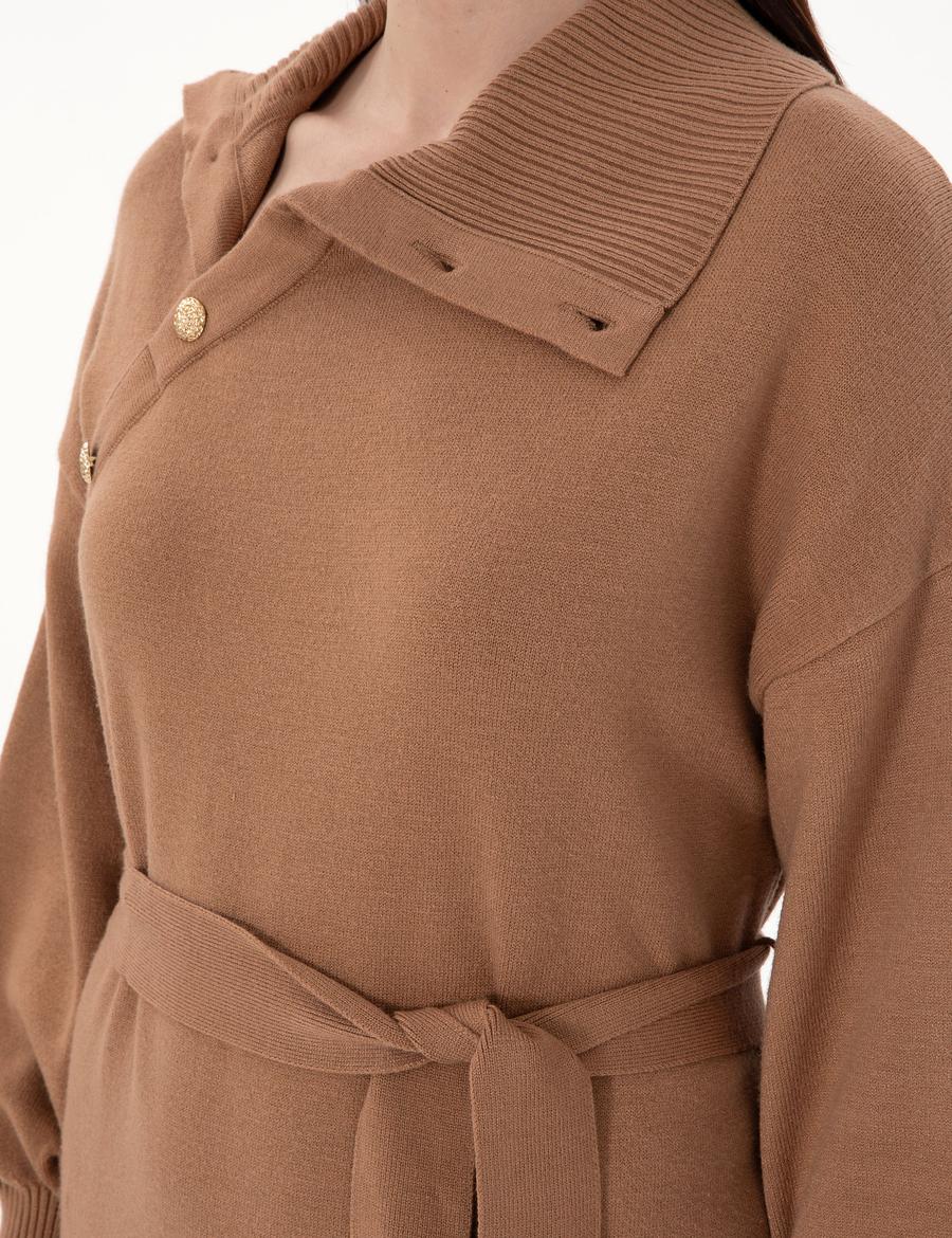 Camel Comfort Fit Triko Elbise