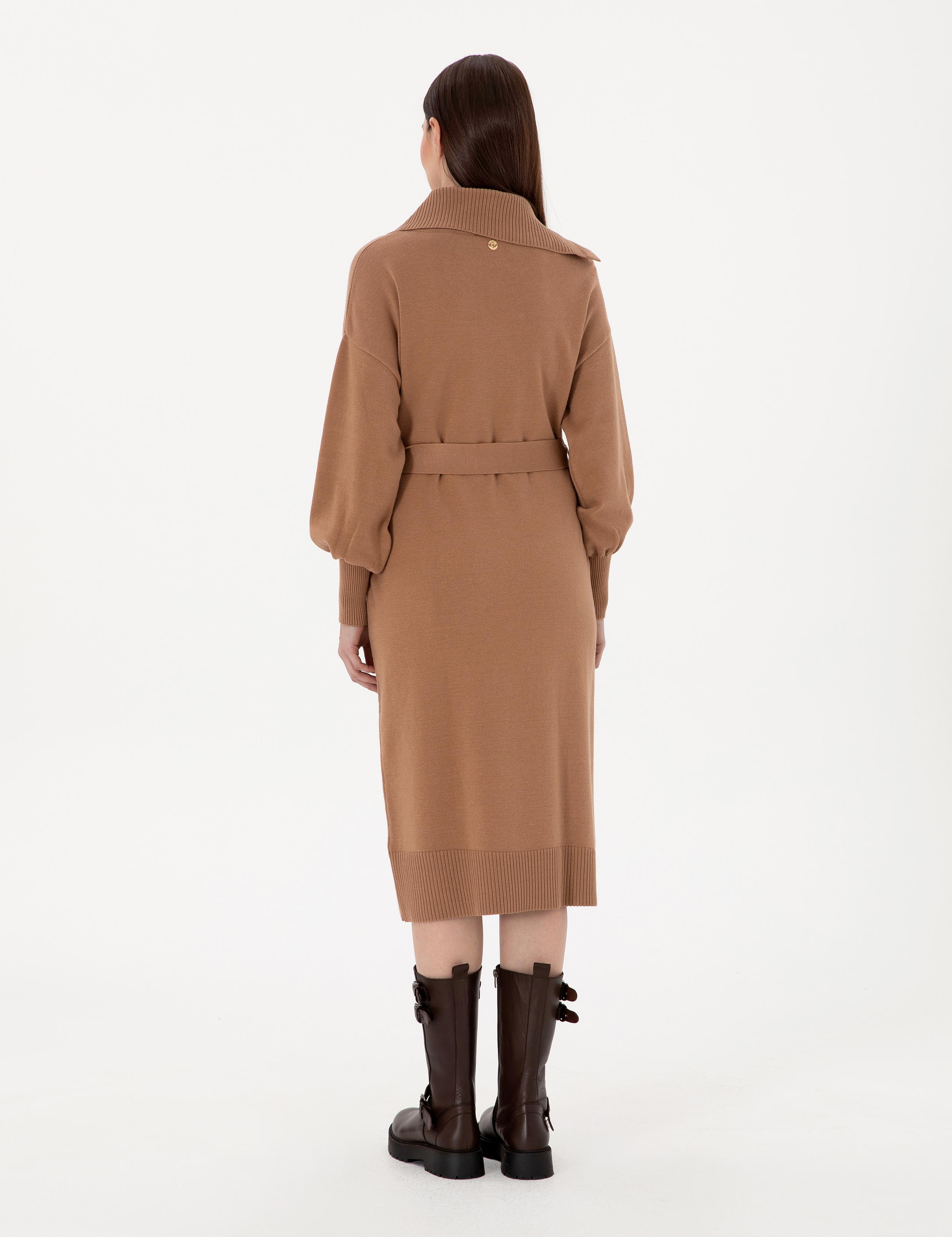 Camel Comfort Fit Triko Elbise