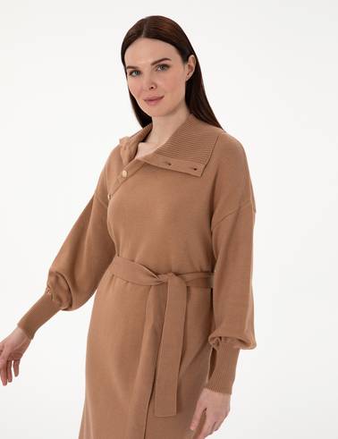 Camel Comfort Fit Triko Elbise