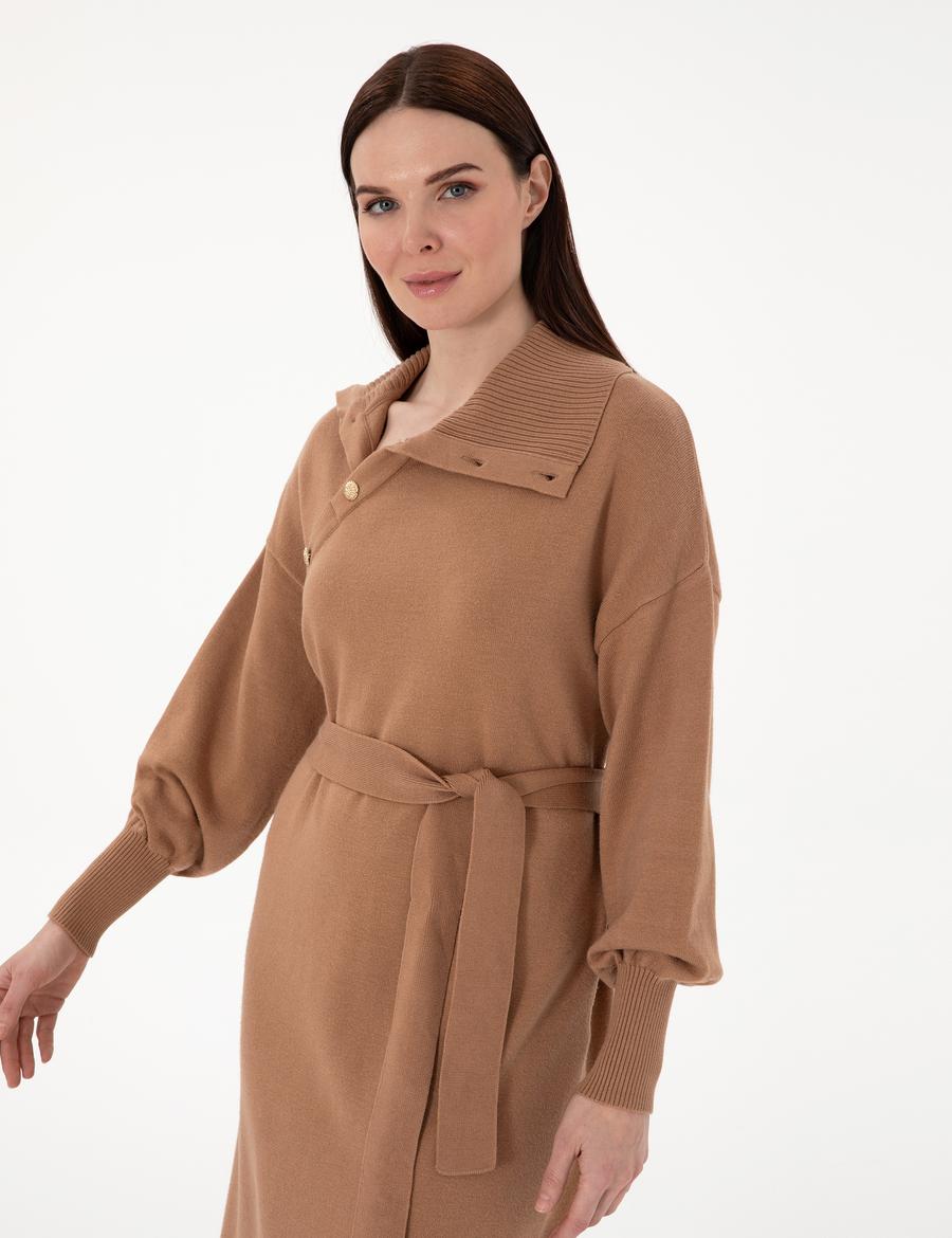 Camel Comfort Fit Triko Elbise