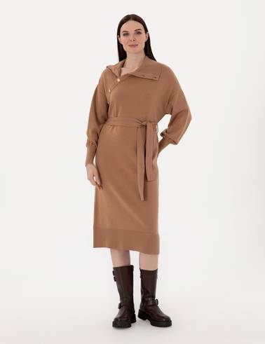 Camel Comfort Fit Triko Elbise