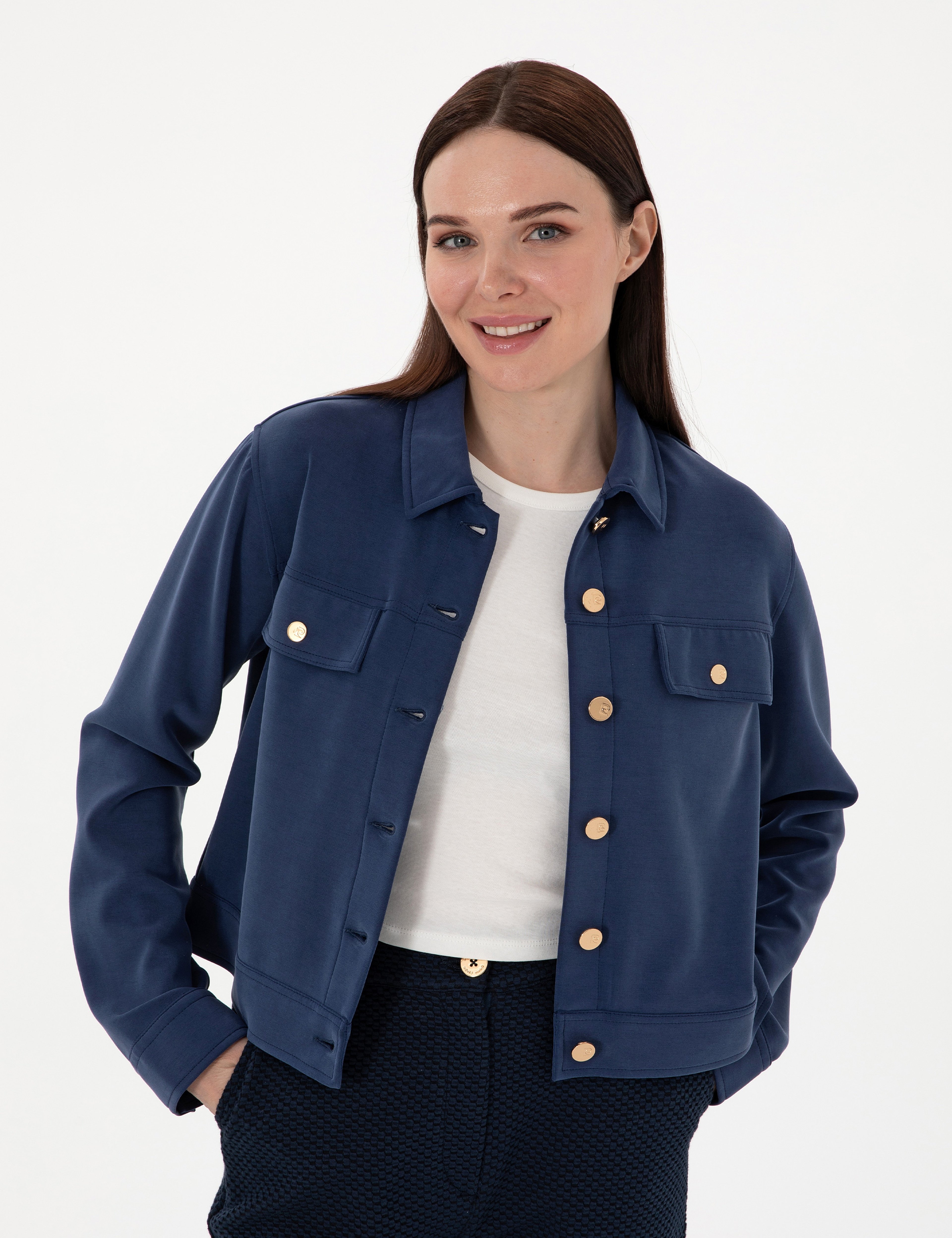 Lacivert Regular Fit Örme Hırka - Image 3