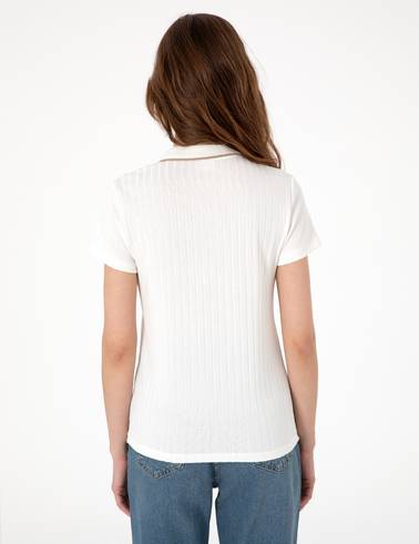 Ekru Slim Fit Basic Tişört