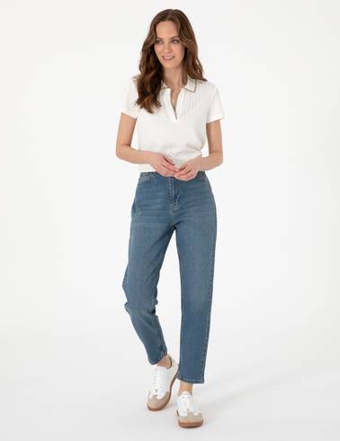 Ekru Slim Fit Basic Tişört