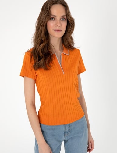 Turuncu Slim Fit Basic Tişört