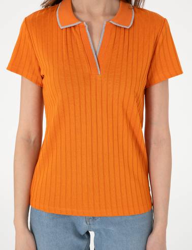 Turuncu Slim Fit Basic Tişört