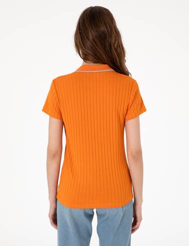 Turuncu Slim Fit Basic Tişört
