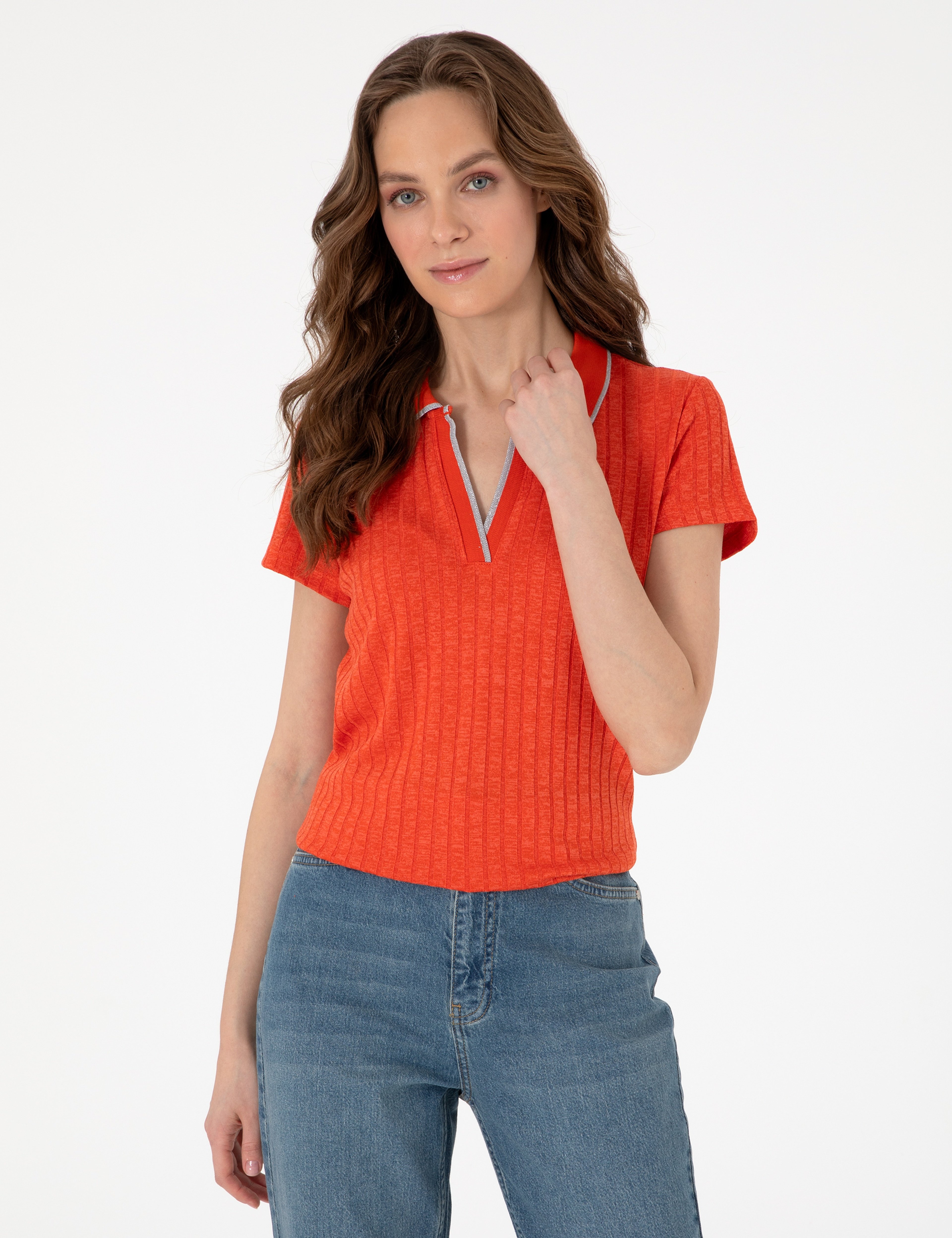 Kırmızı Slim Fit Basic Tişört - Image 3