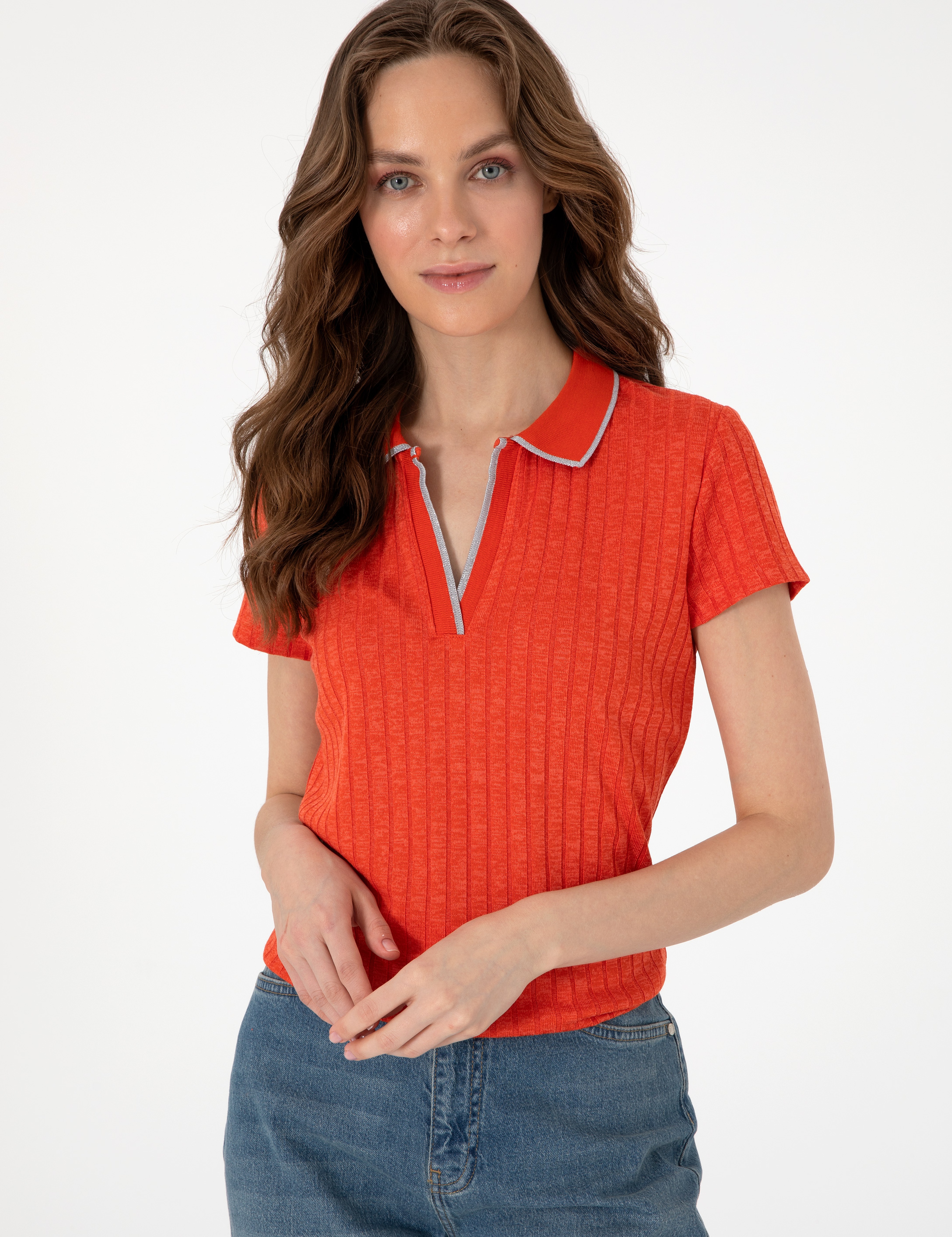 Kırmızı Slim Fit Basic Tişört - Image 1