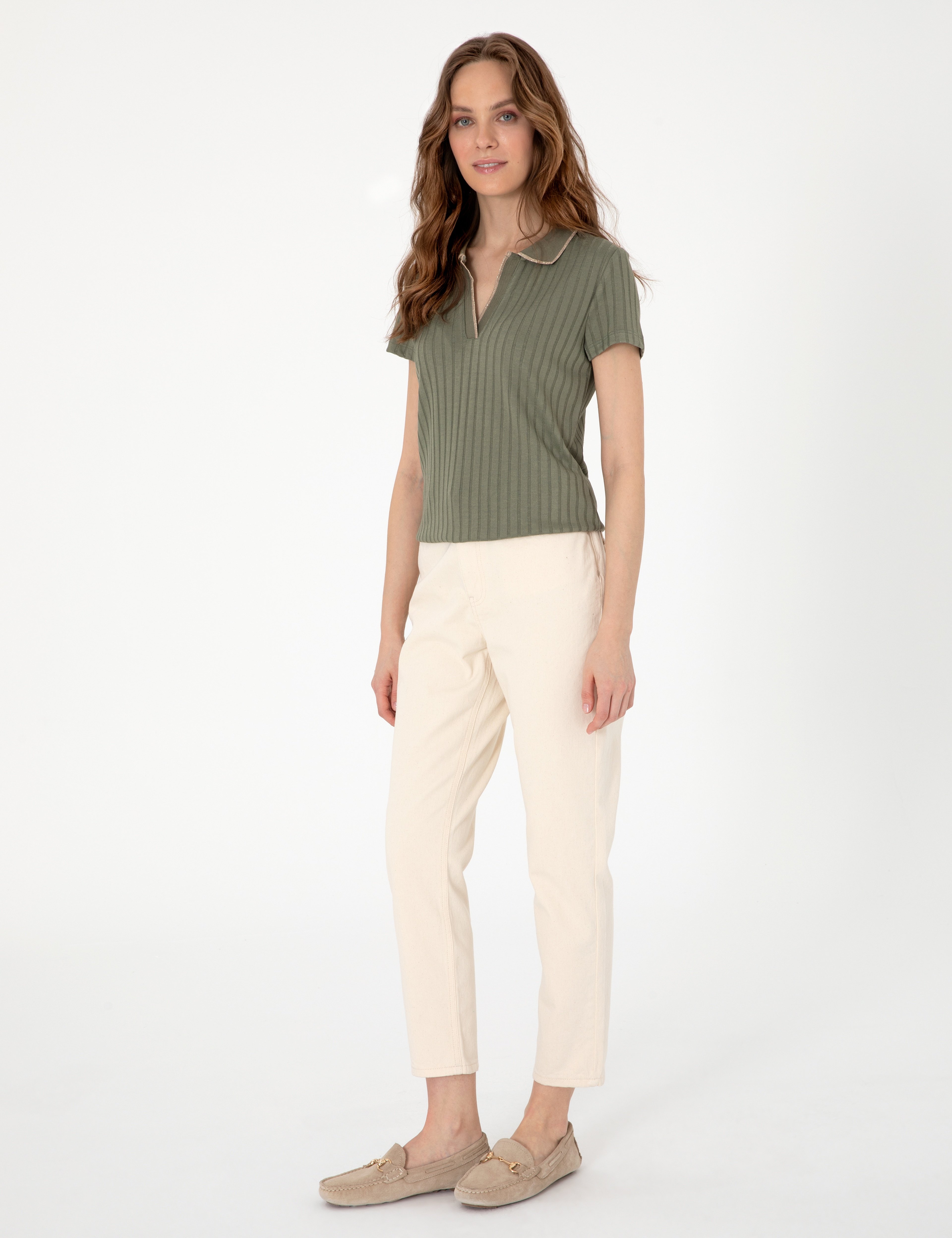 Haki Slim Fit Basic Tişört