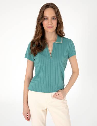Yeşil Slim Fit Basic Tişört