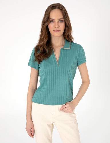 Yeşil Slim Fit Basic Tişört