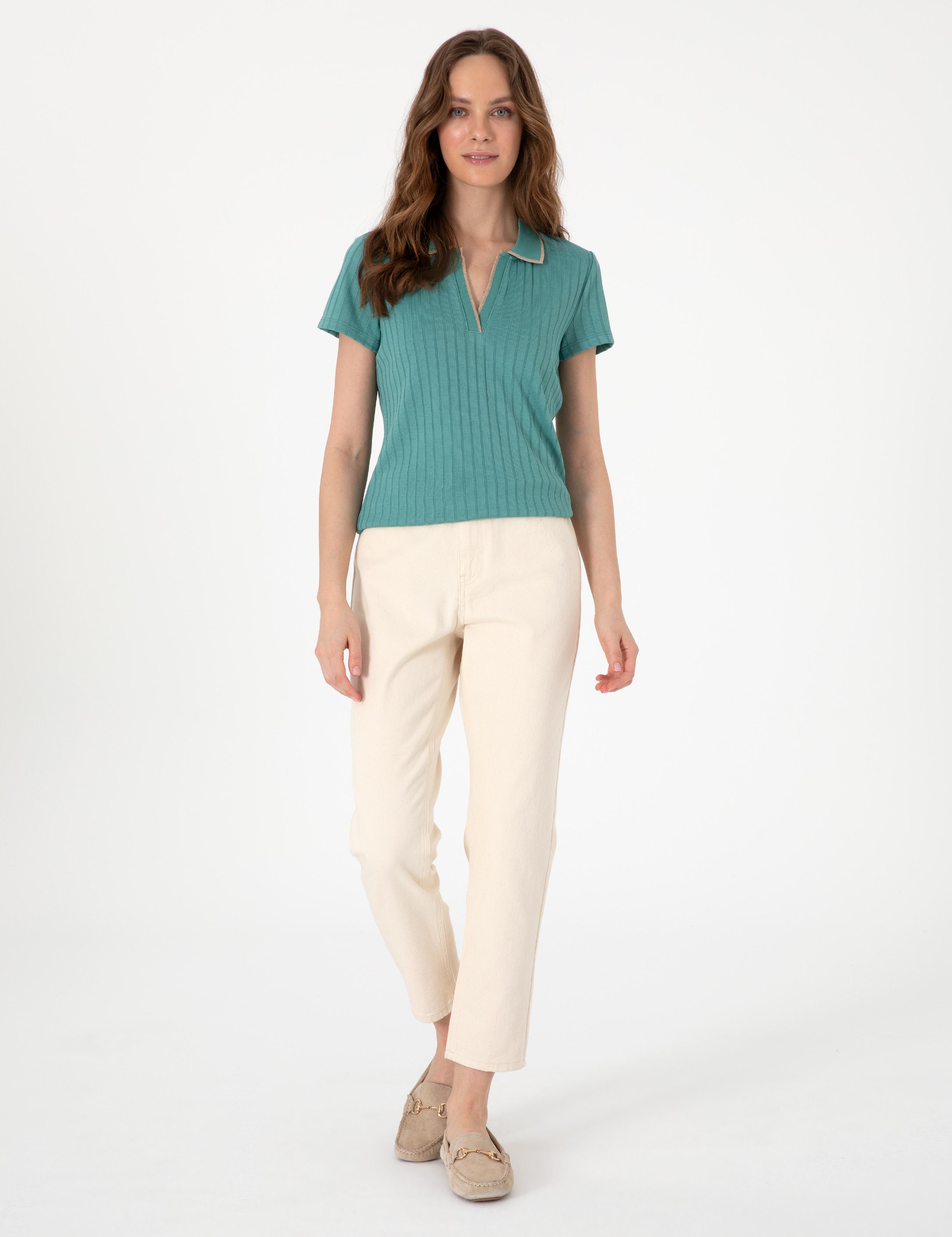 Yeşil Slim Fit Basic Tişört