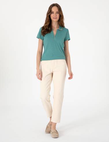 Yeşil Slim Fit Basic Tişört
