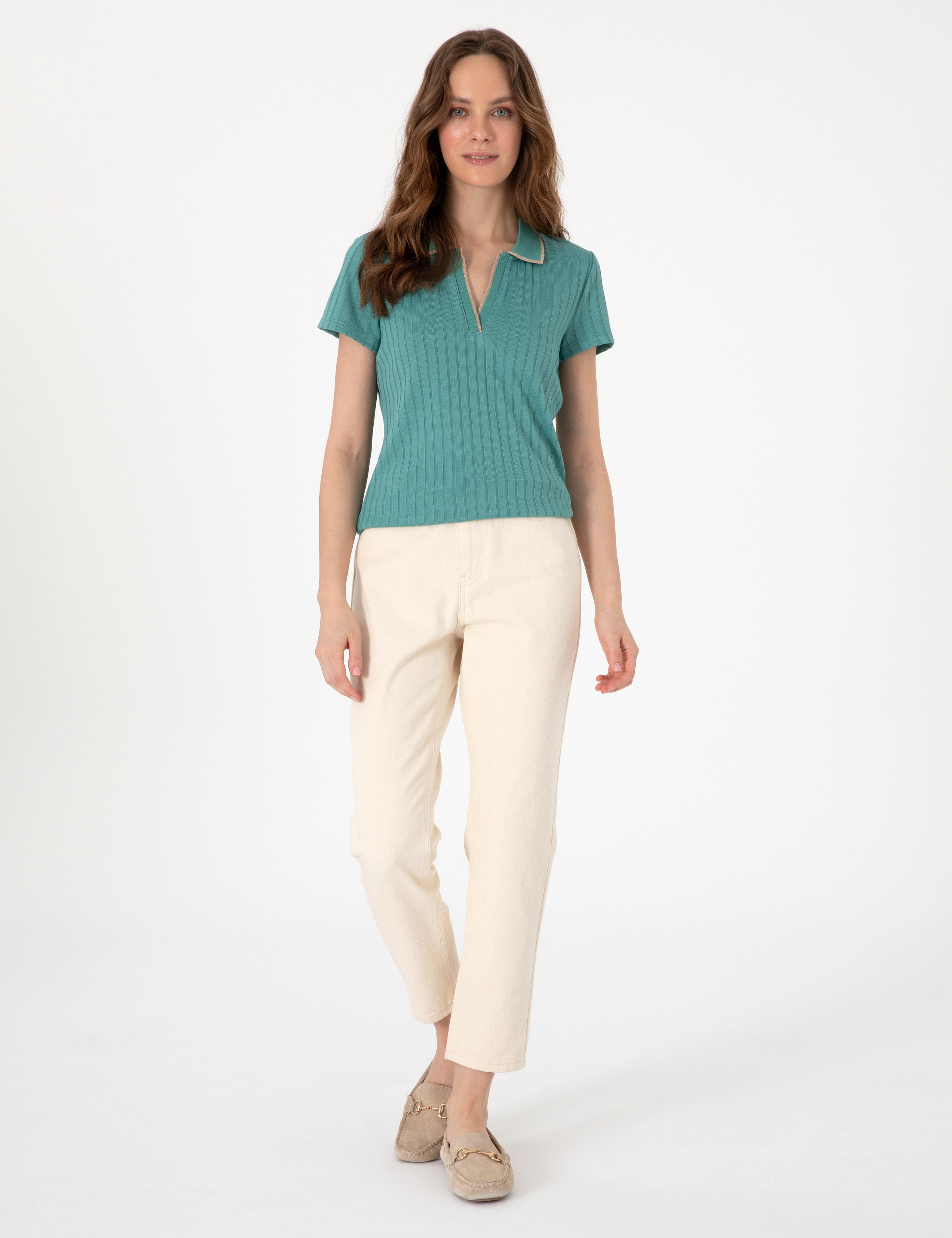 Yeşil Slim Fit Basic Tişört