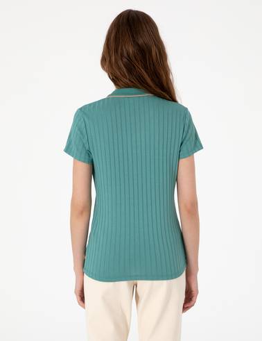 Yeşil Slim Fit Basic Tişört