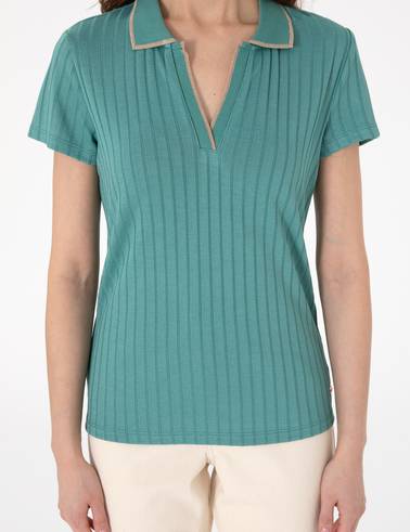 Yeşil Slim Fit Basic Tişört