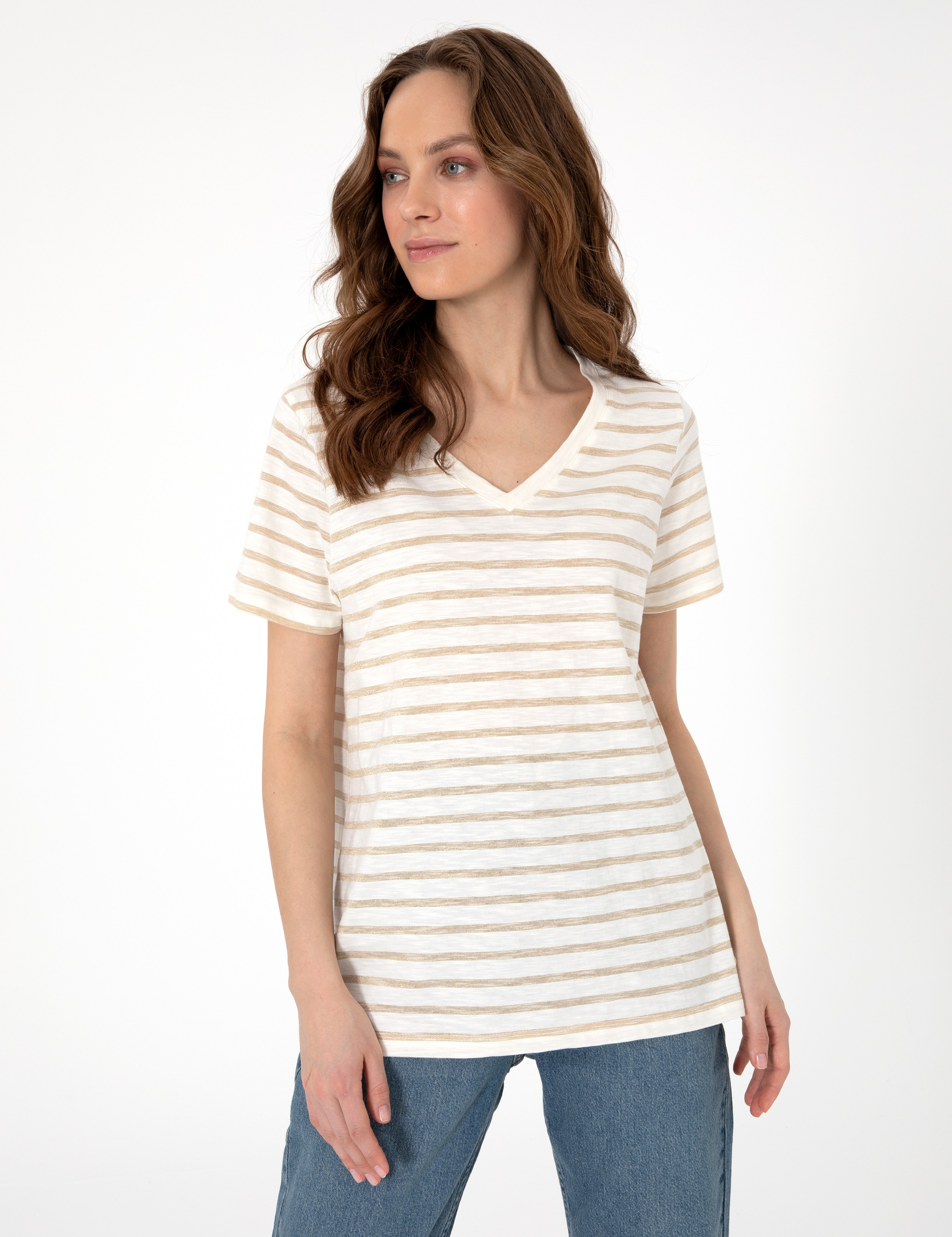 Krem Regular Fit Tişört - Image 1