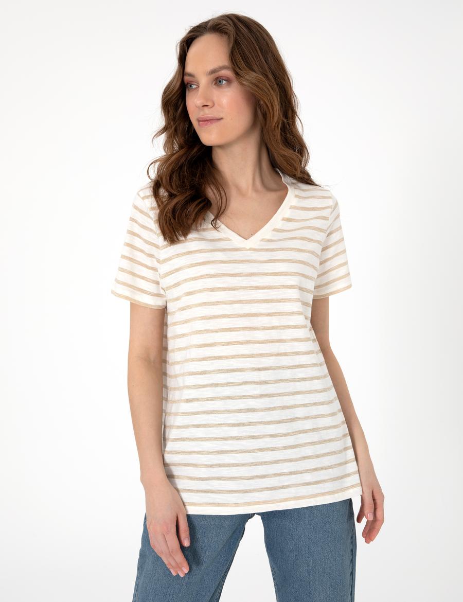 Krem Regular Fit Tişört