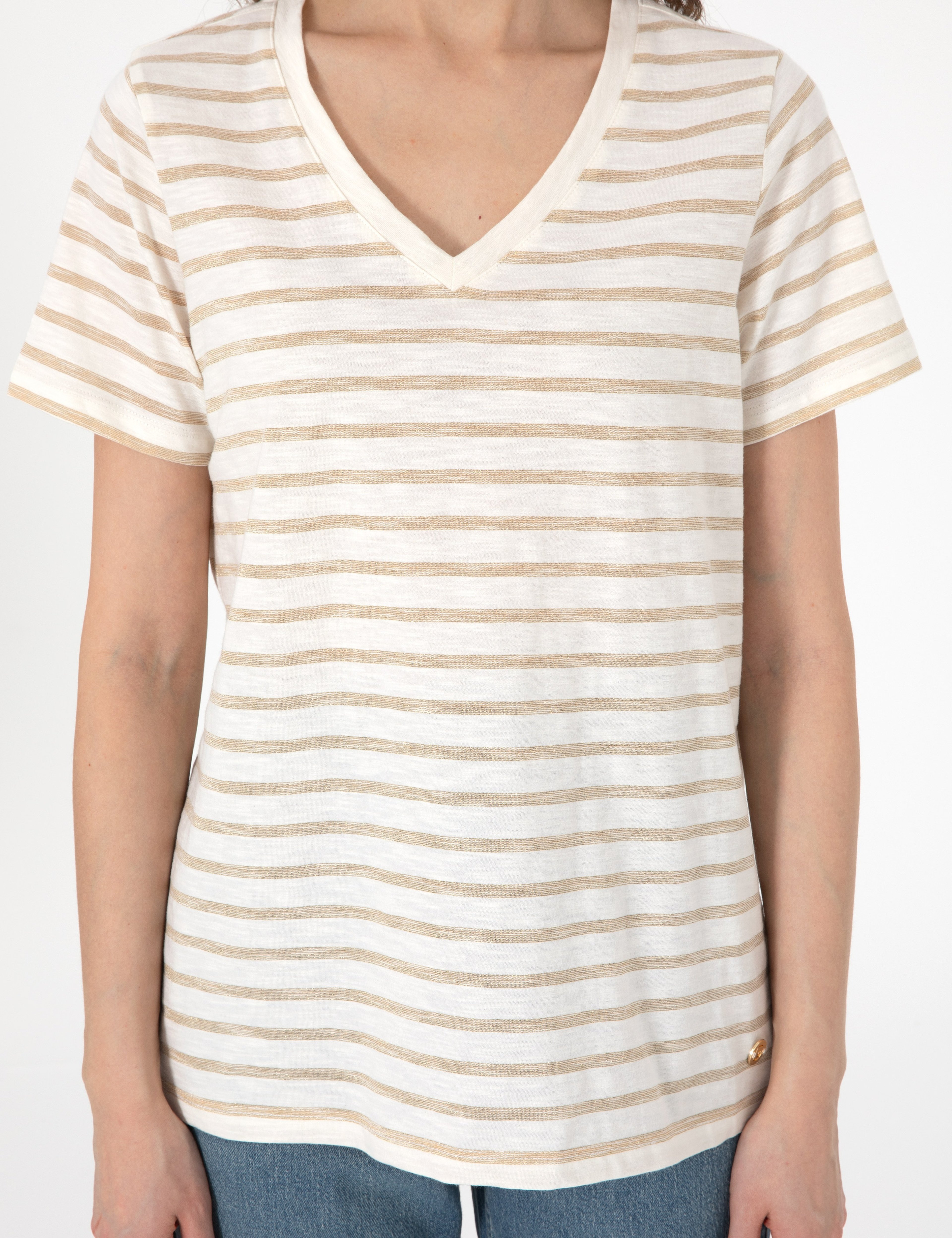 Krem Regular Fit Tişört - Image 6