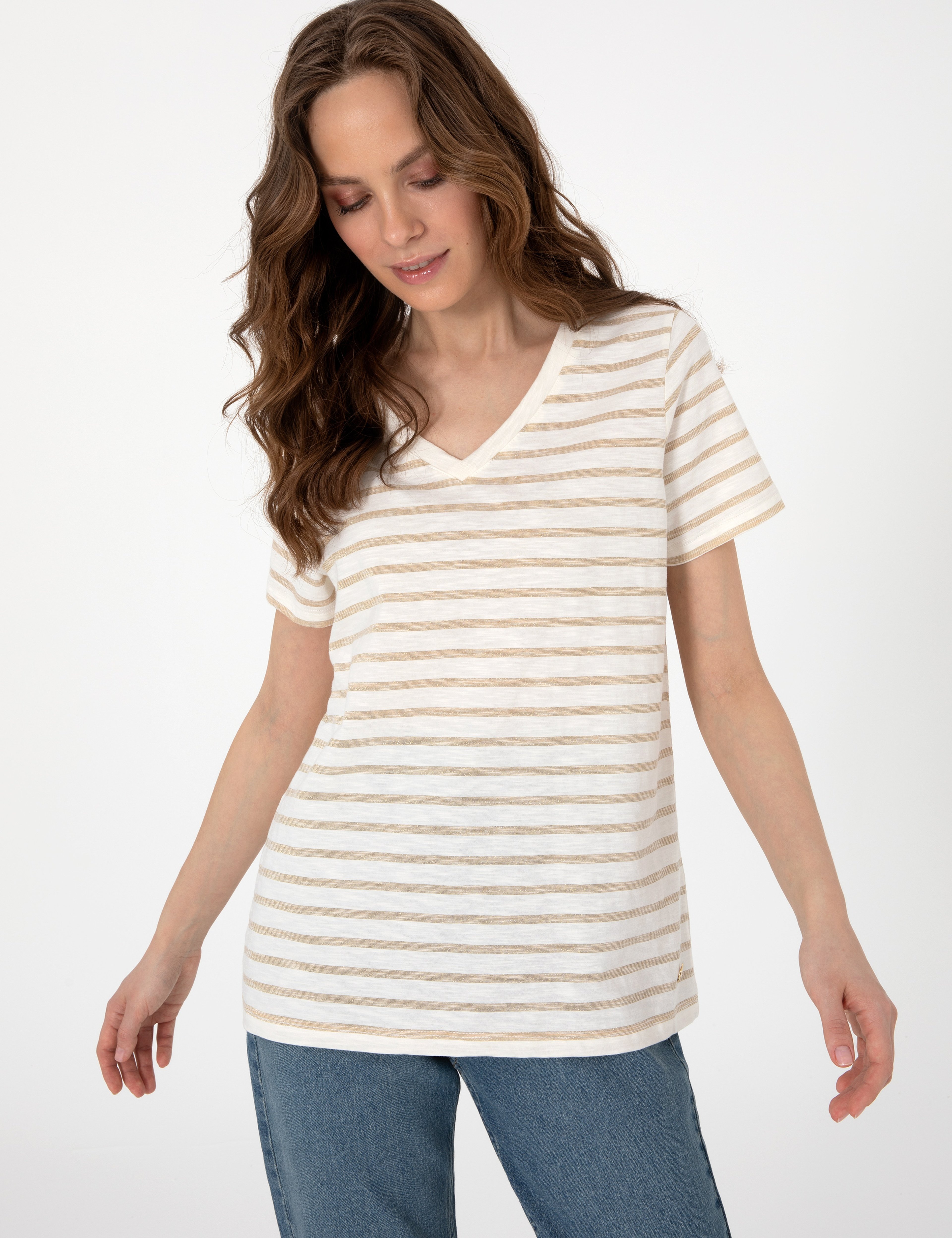 Krem Regular Fit Tişört - Image 3