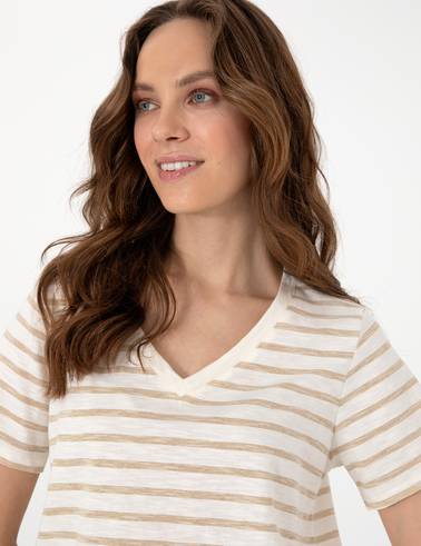 Krem Regular Fit Tişört