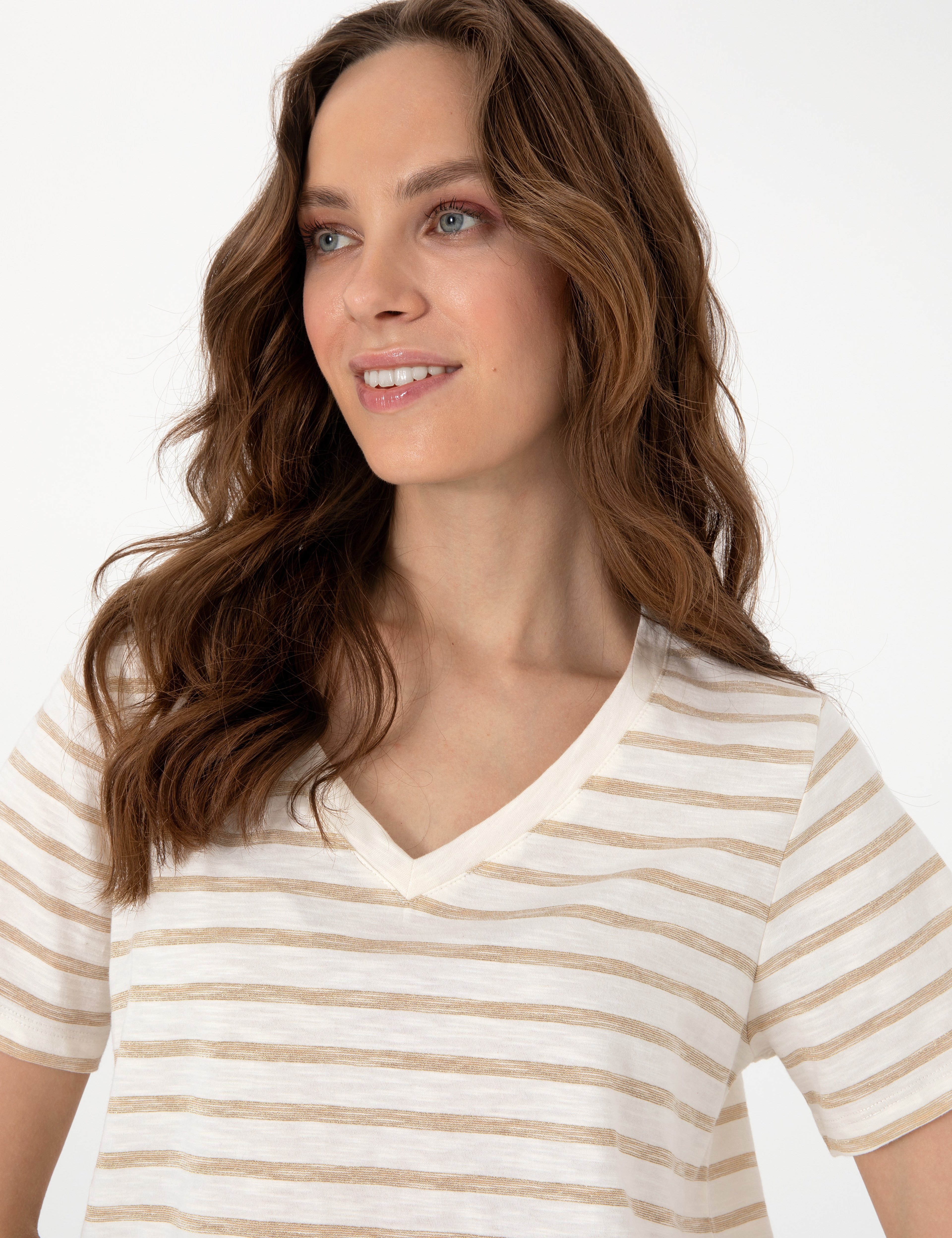 Krem Regular Fit Tişört - Image 2