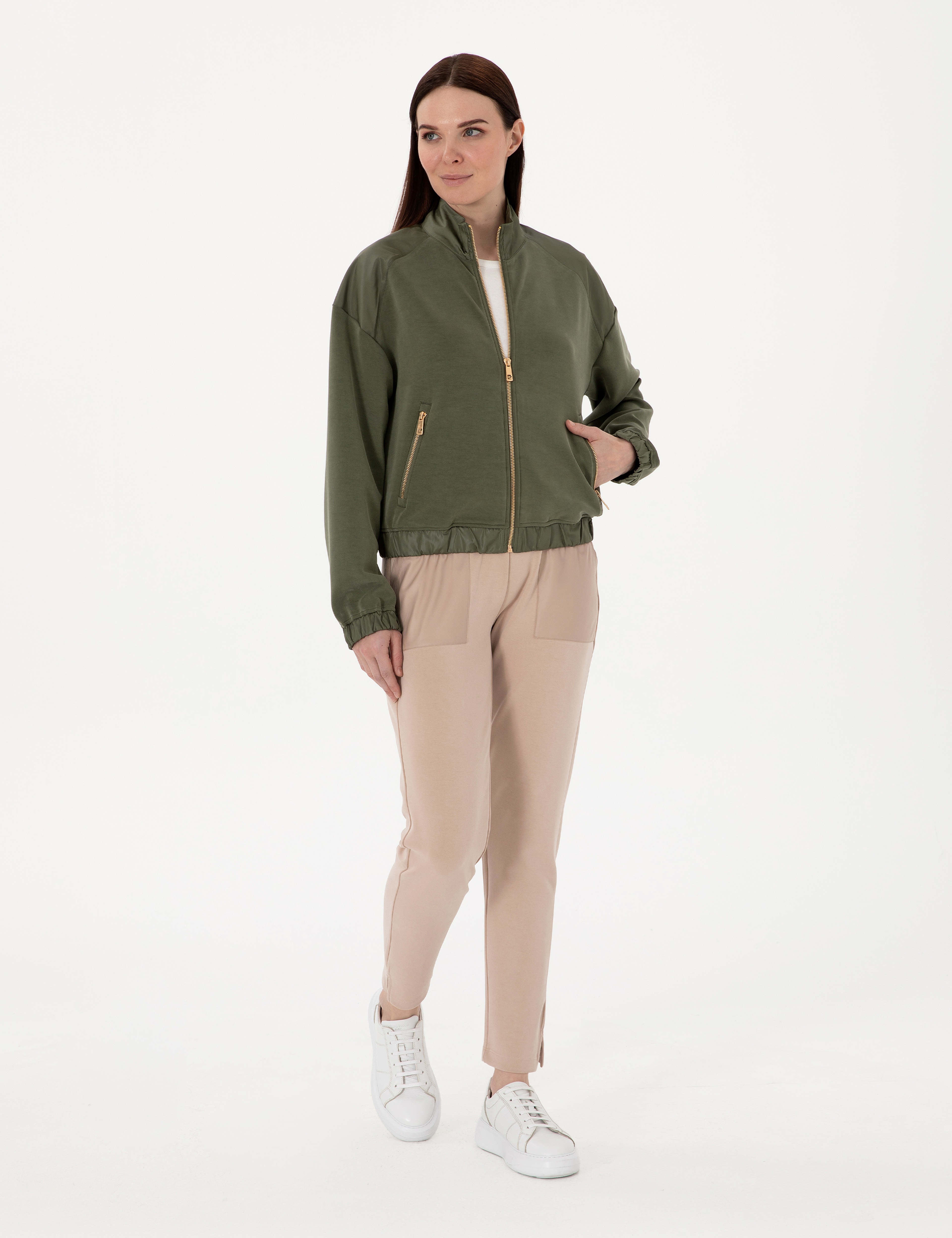 Haki Comfort Fit Örme Hırka