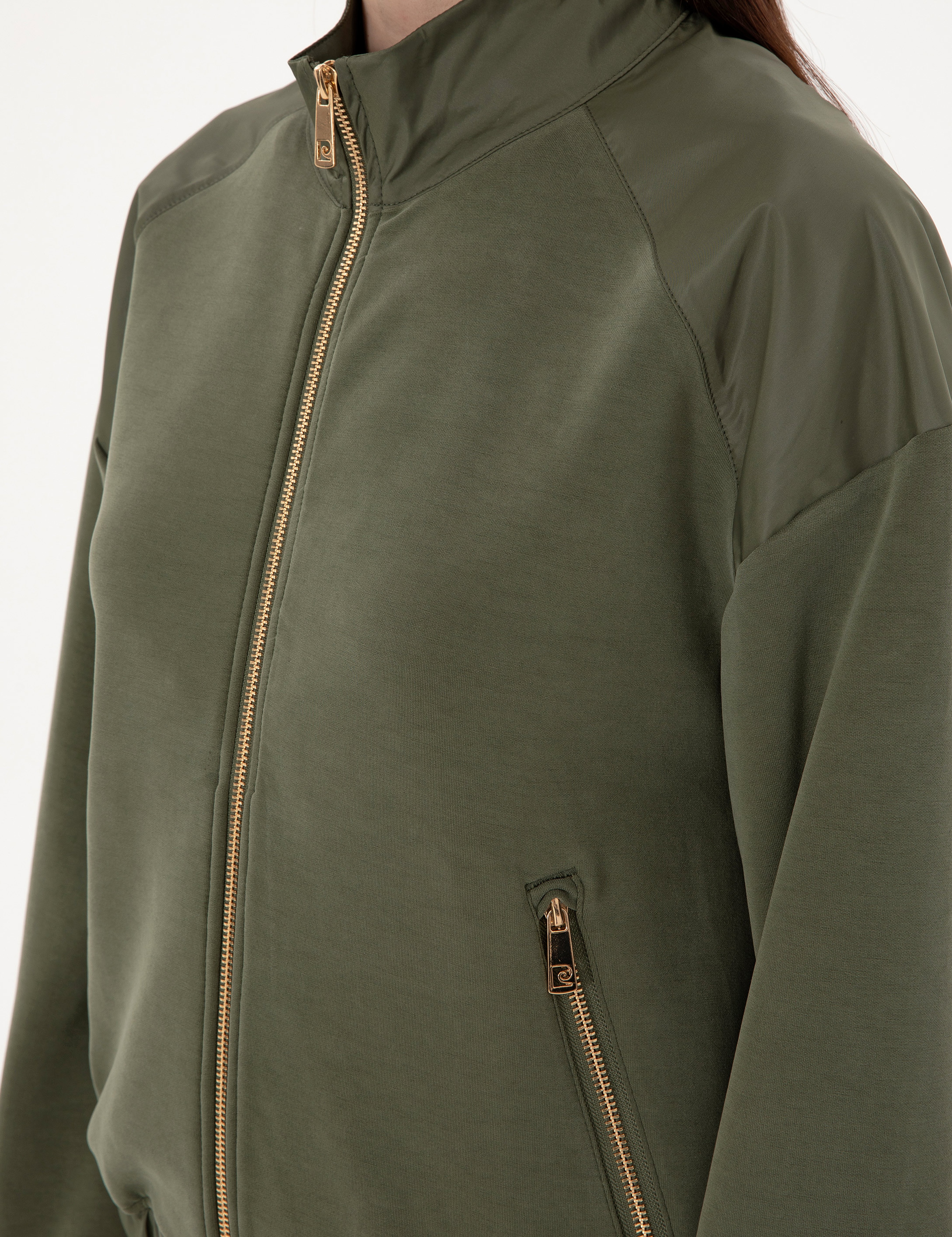 Haki Comfort Fit Örme Hırka - Image 7