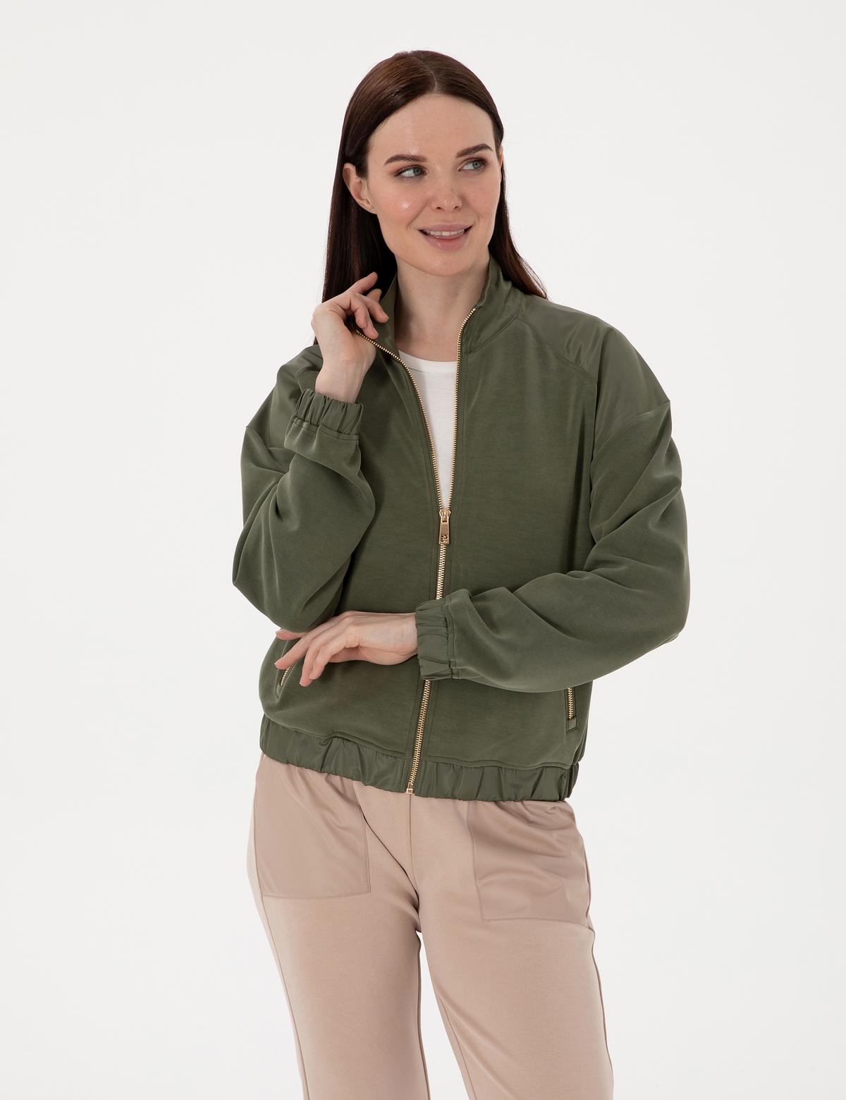 Haki Comfort Fit Örme Hırka