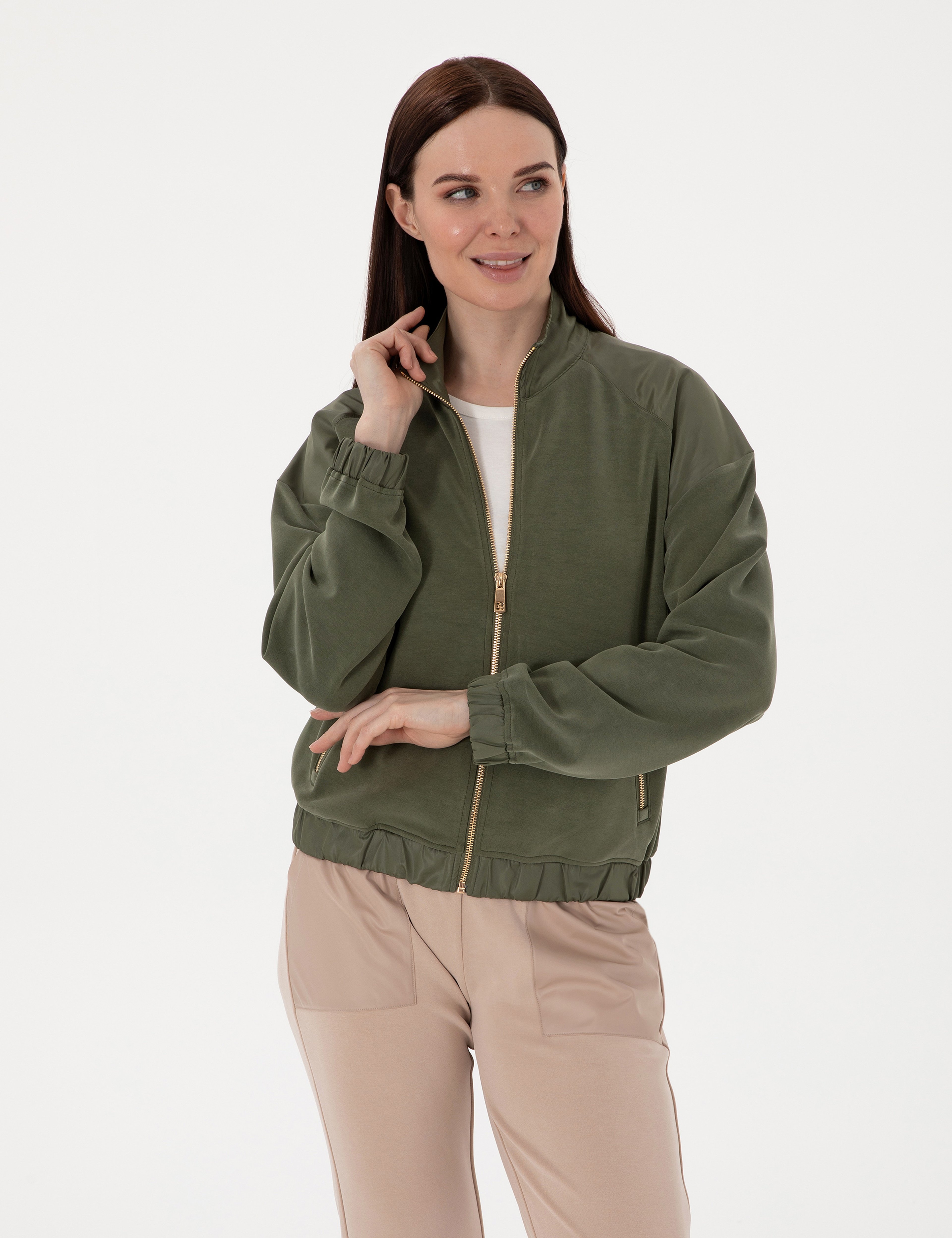 Haki Comfort Fit Örme Hırka - Image 1