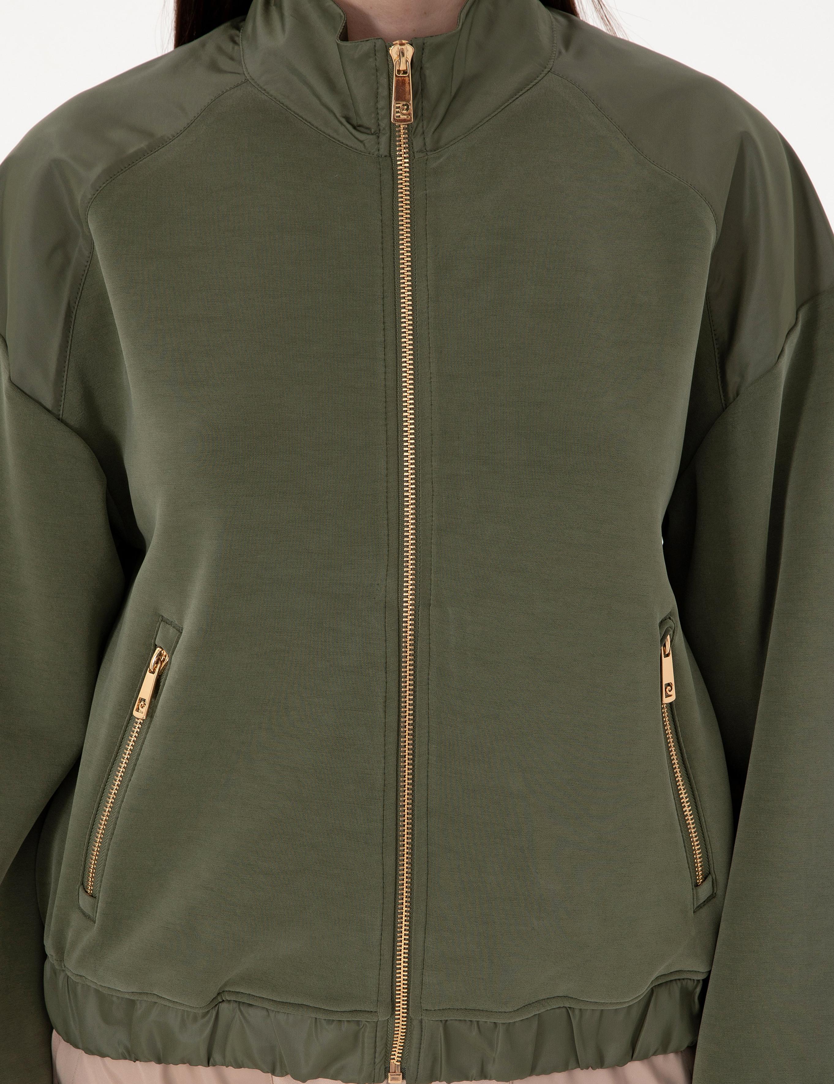 Haki Comfort Fit Örme Hırka