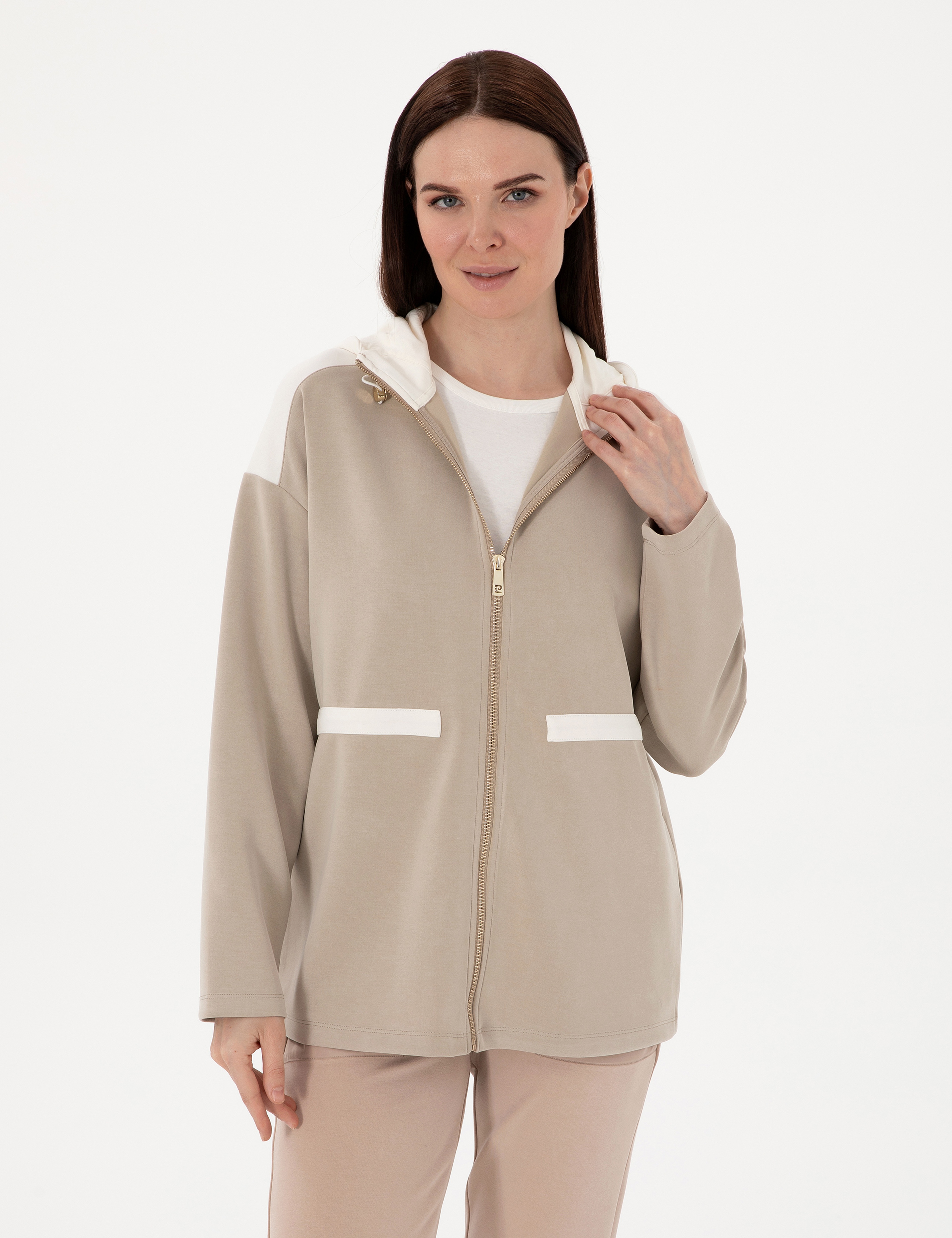 Kum Oversize Örme Hırka - Image 1