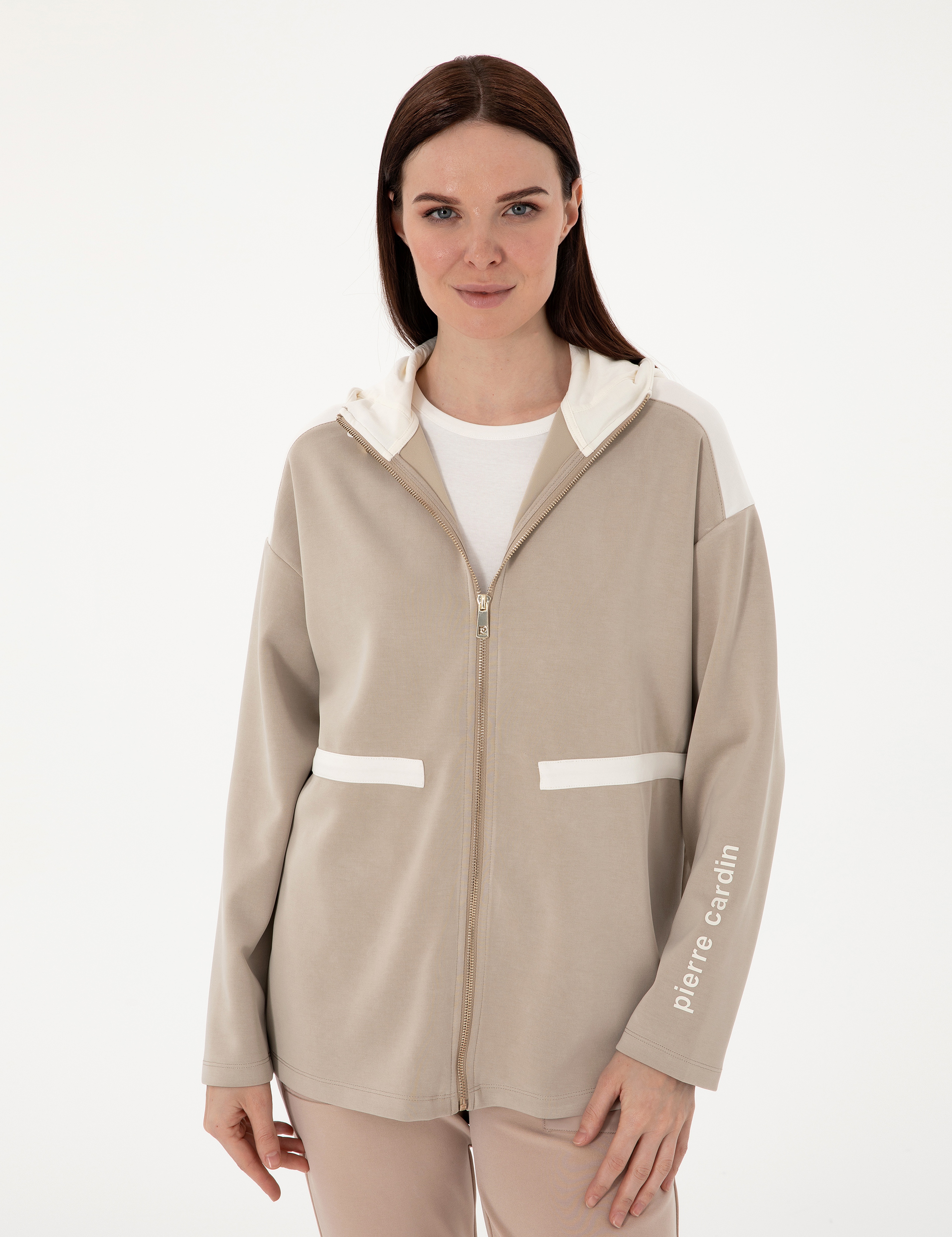 Kum Oversize Örme Hırka - Image 3