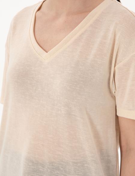 Krem Comfort Fit Tişört - 50301492003