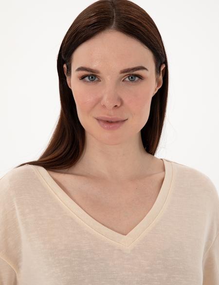 Krem Comfort Fit Tişört - 50301492003