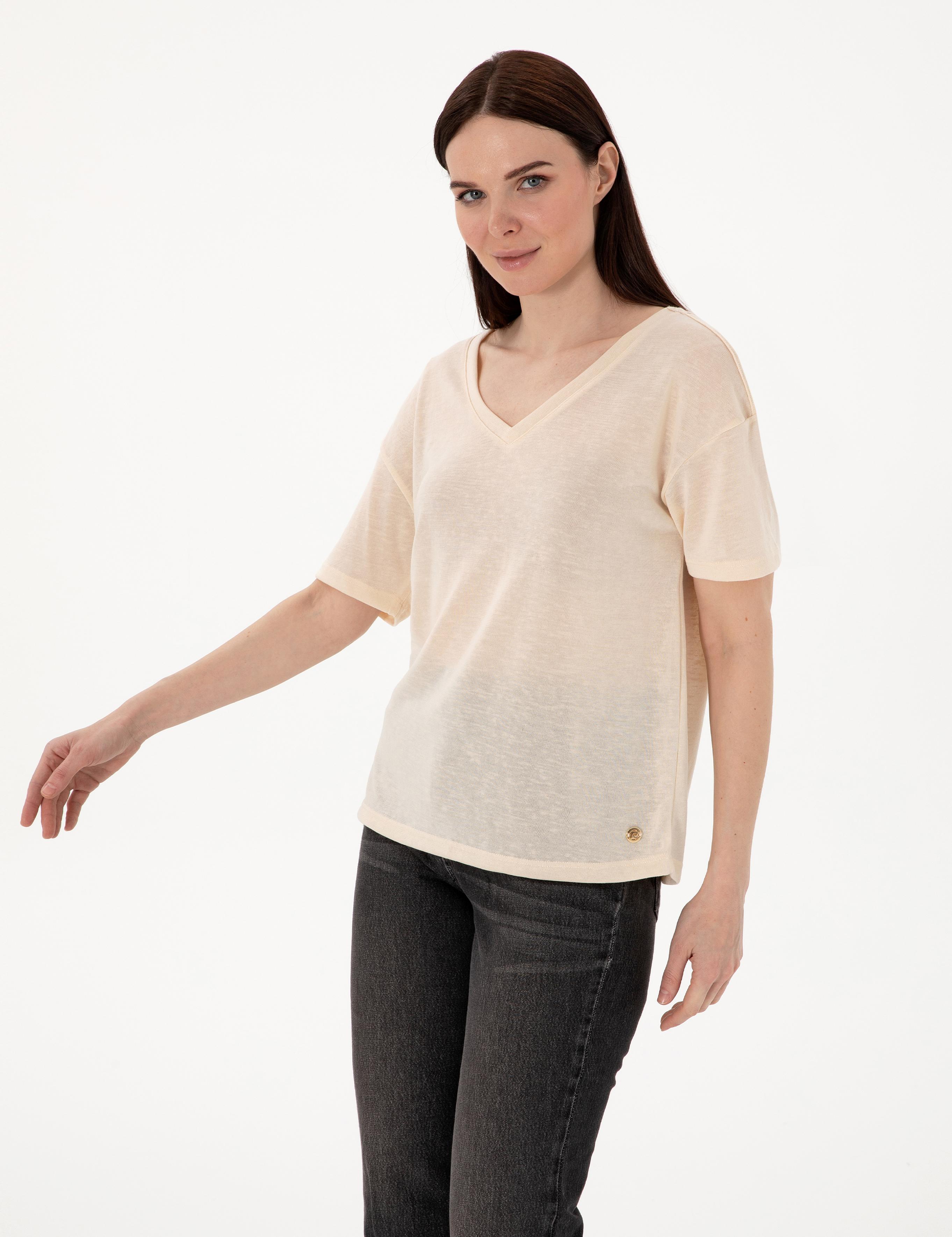 Krem Comfort Fit Tişört