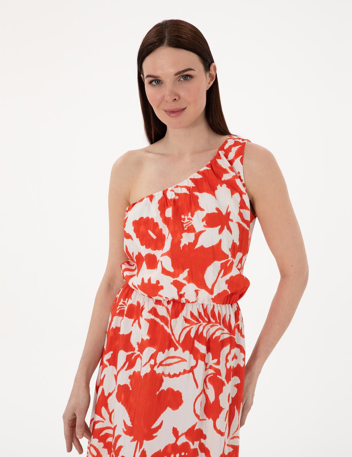 Kırmızı Comfort Fit Dokuma Elbise - 50301063012