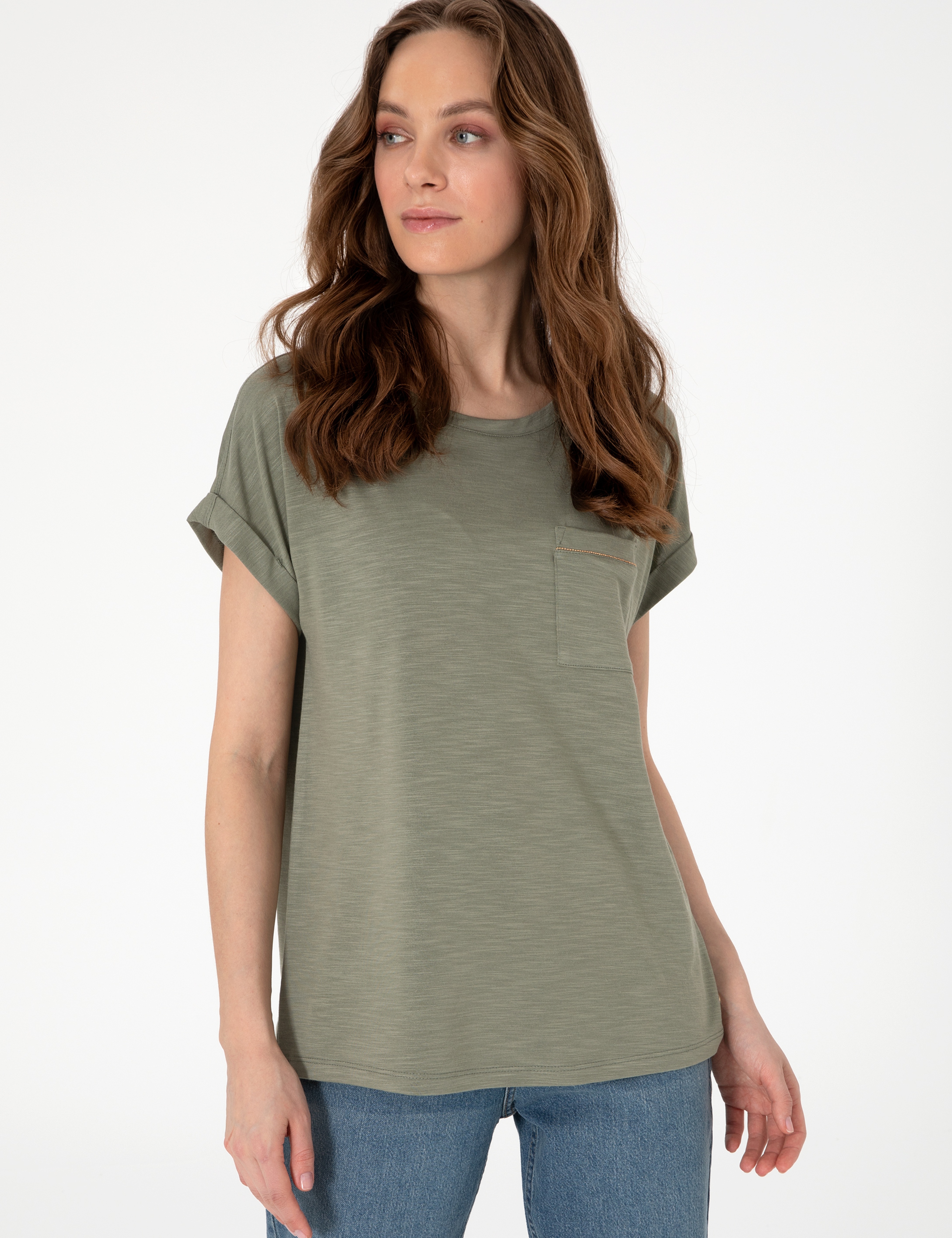 Haki Regular Fit Tişört - Image 3