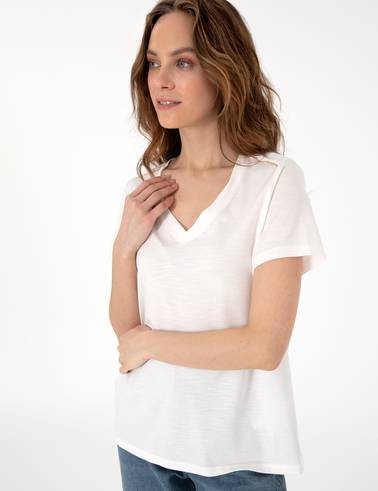 Krem Regular Fit Tişört