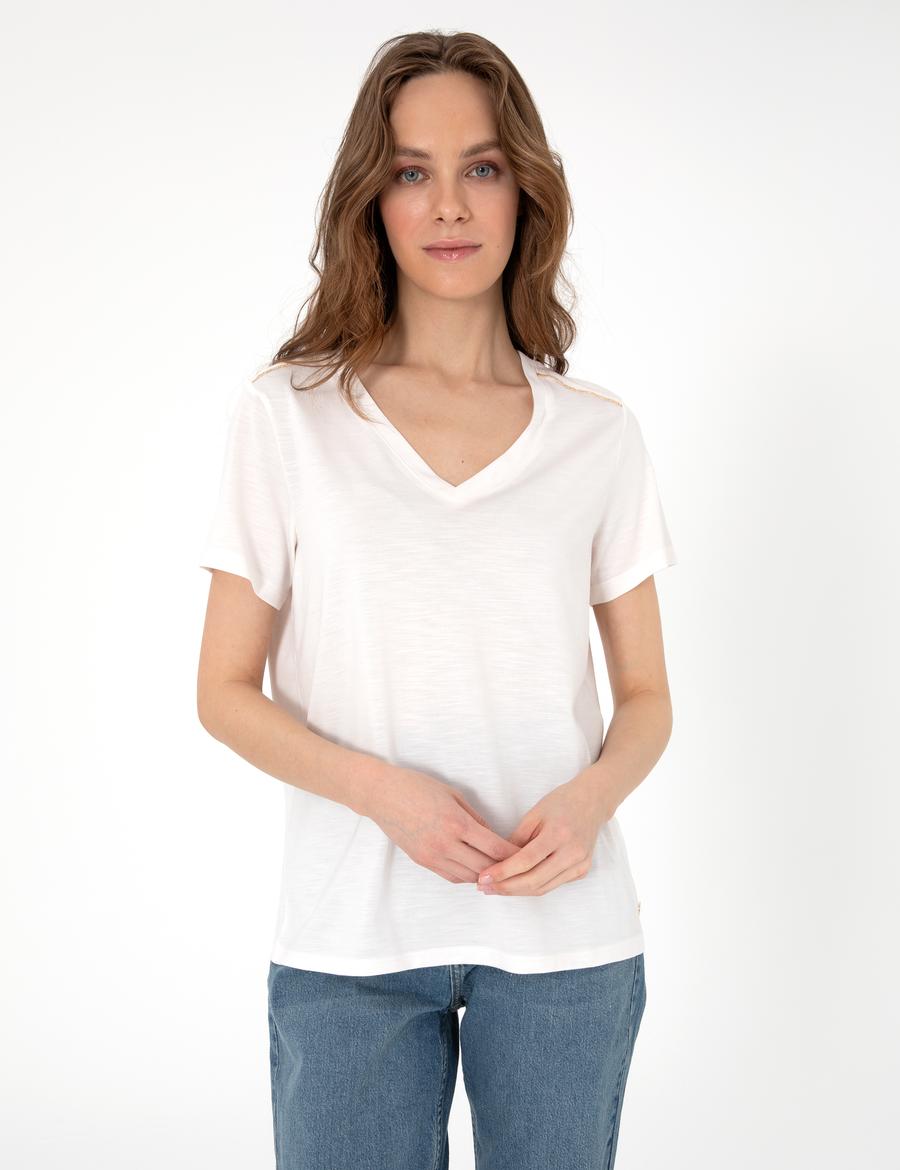 Krem Regular Fit Tişört